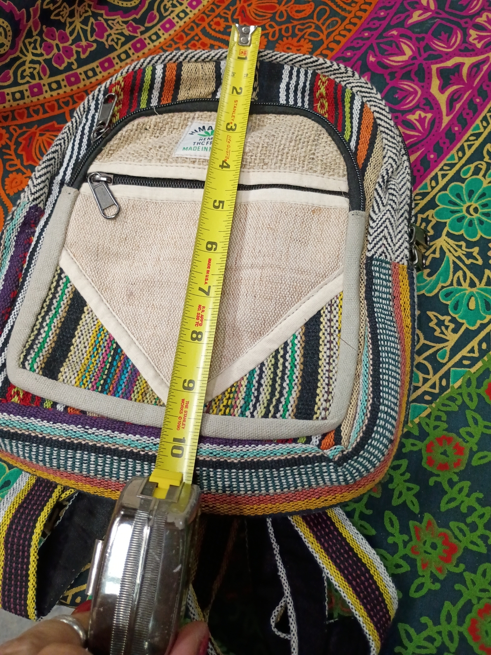 NWOT Himalayan Hemp Boho Striped Mini Backpack - Natural & Multicolor - Picture 5 of 6